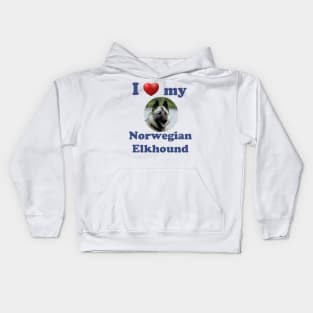 I Love My Norwegian Elkhound Kids Hoodie